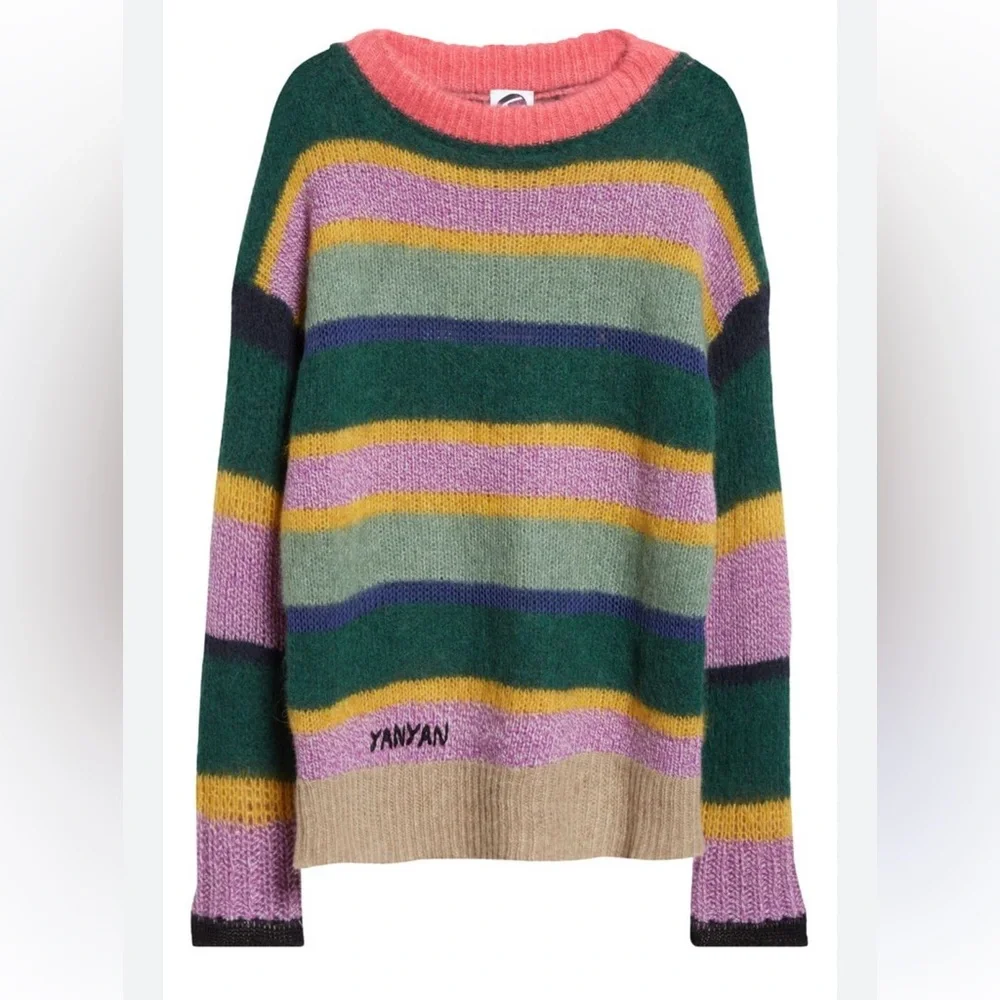 NEW YanYan Stripe Alpaca, Wool Oversized Sweater - Picture 3 of 14
